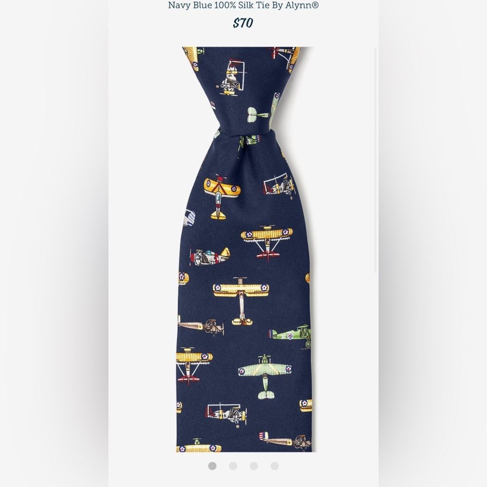 Vintage Alynn® 100% Silk Tie – U.S. Warplanes Navy Blue Air Force Military Print